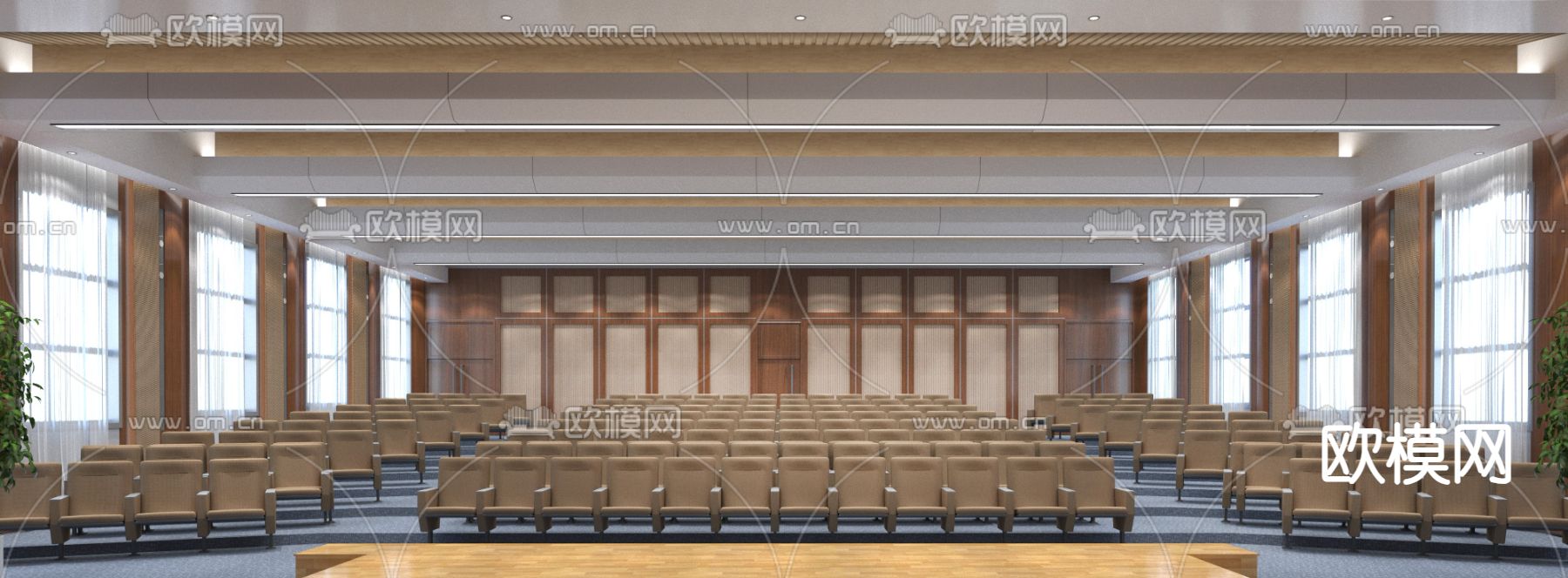 现代学校 阶梯教室3d模型下载（渲染图1）