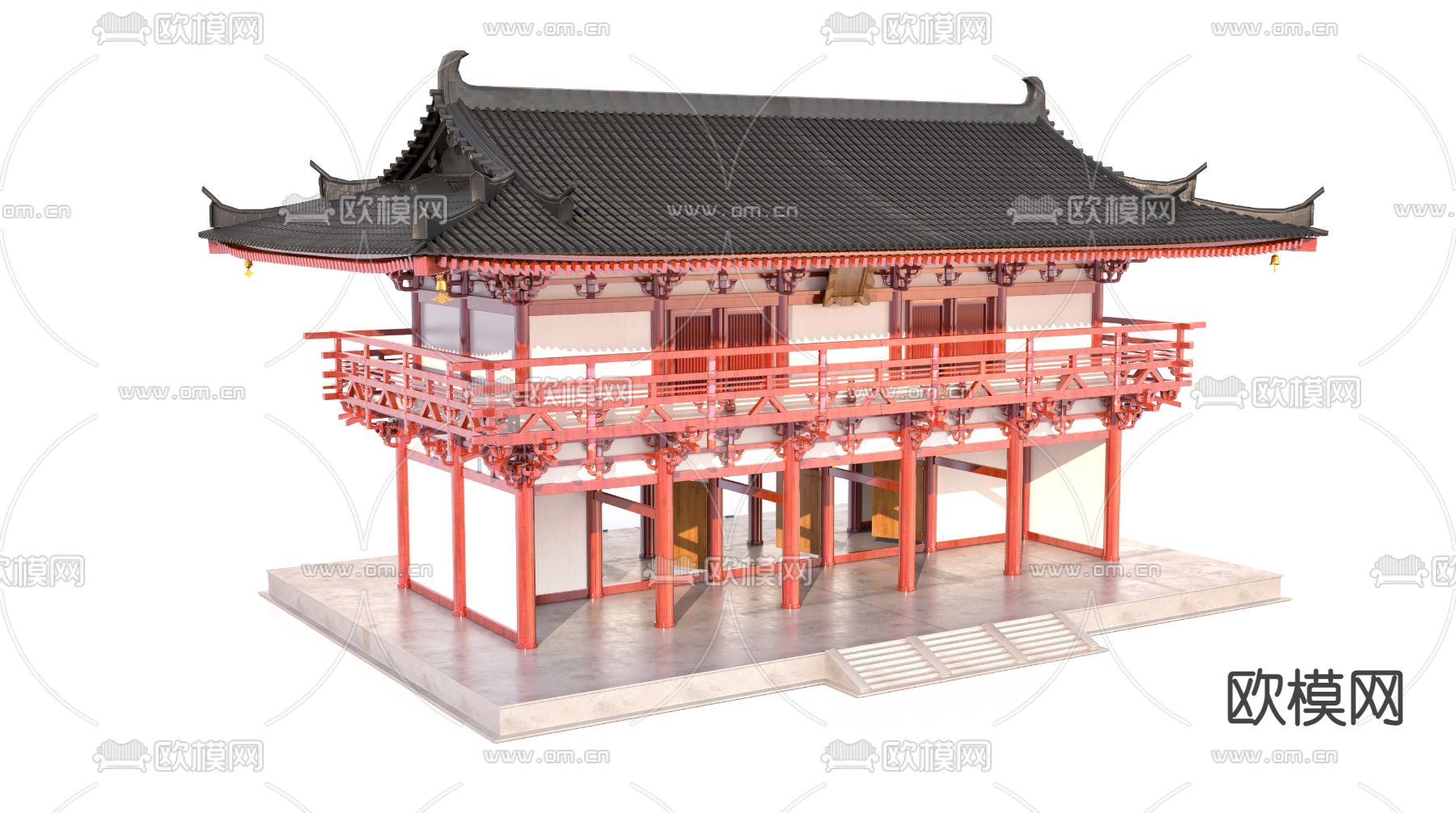 中式 古建 厢房 古建筑外观3d模型下载