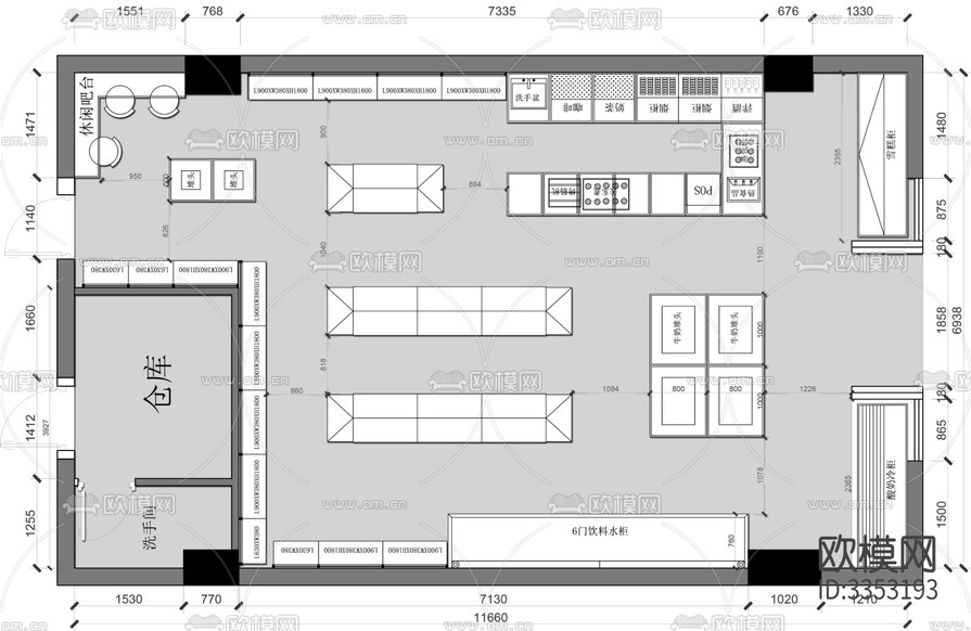 便利店cad平面圖下載(渲染圖1)