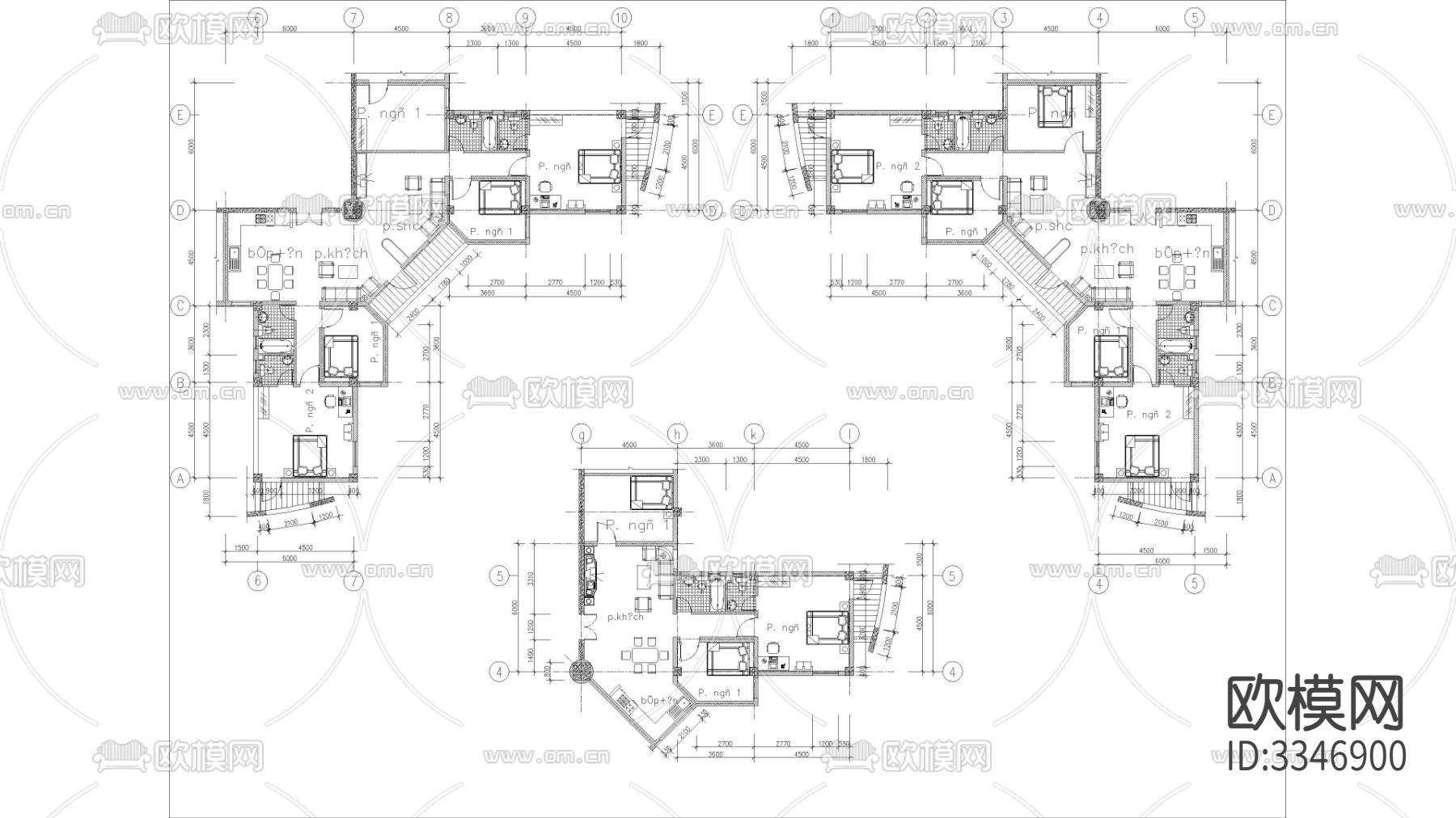公寓商场大厦CAD施工图下载（渲染图4）