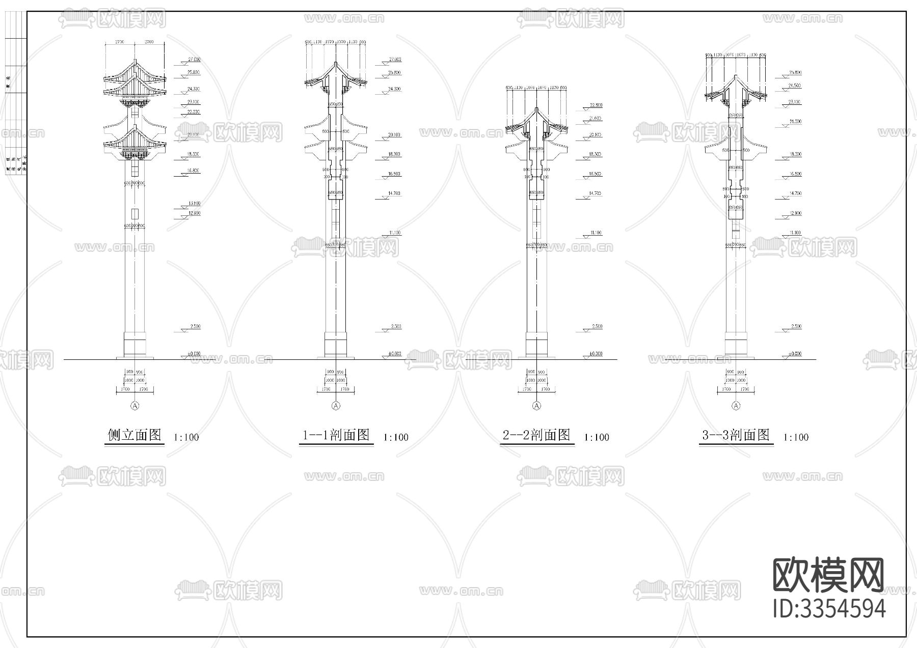 牌坊施工图下载（渲染图1）
