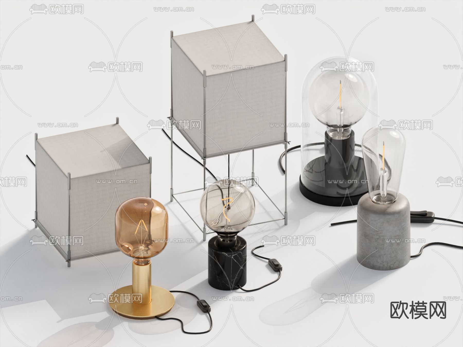 桌面台灯 灯泡3d模型下载