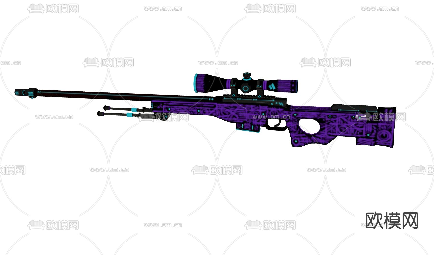自动步枪su模型下载（渲染图1）