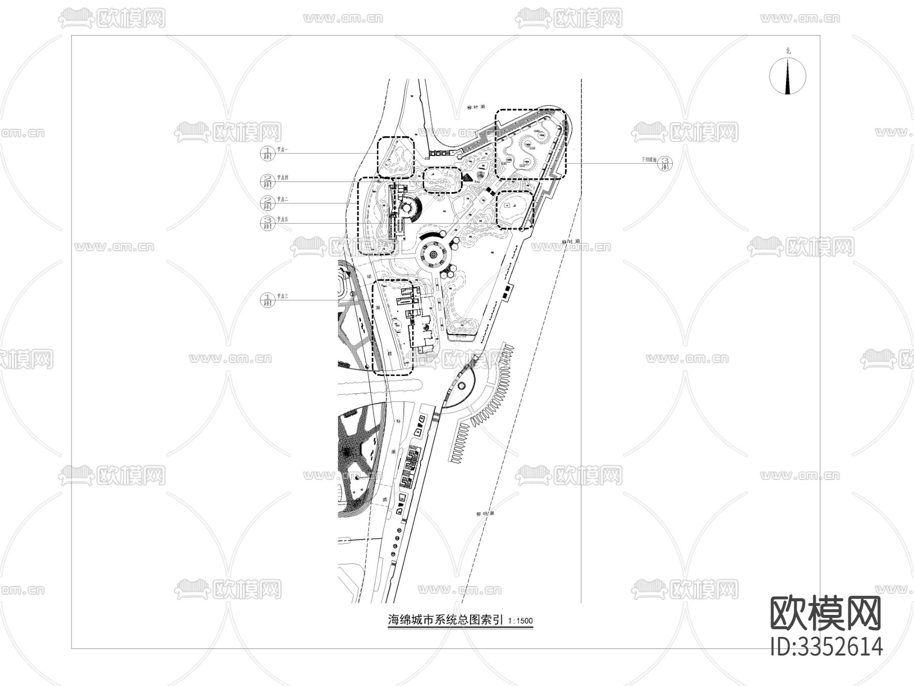 海绵城市系统总图cad平面图下载（渲染图1）