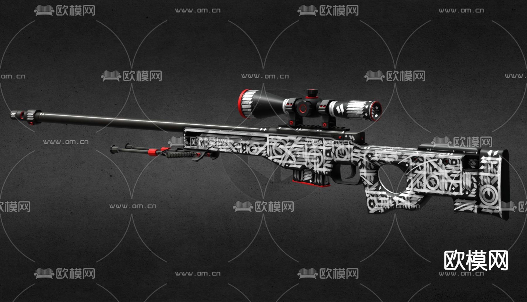 狙击枪su模型下载（渲染图2）