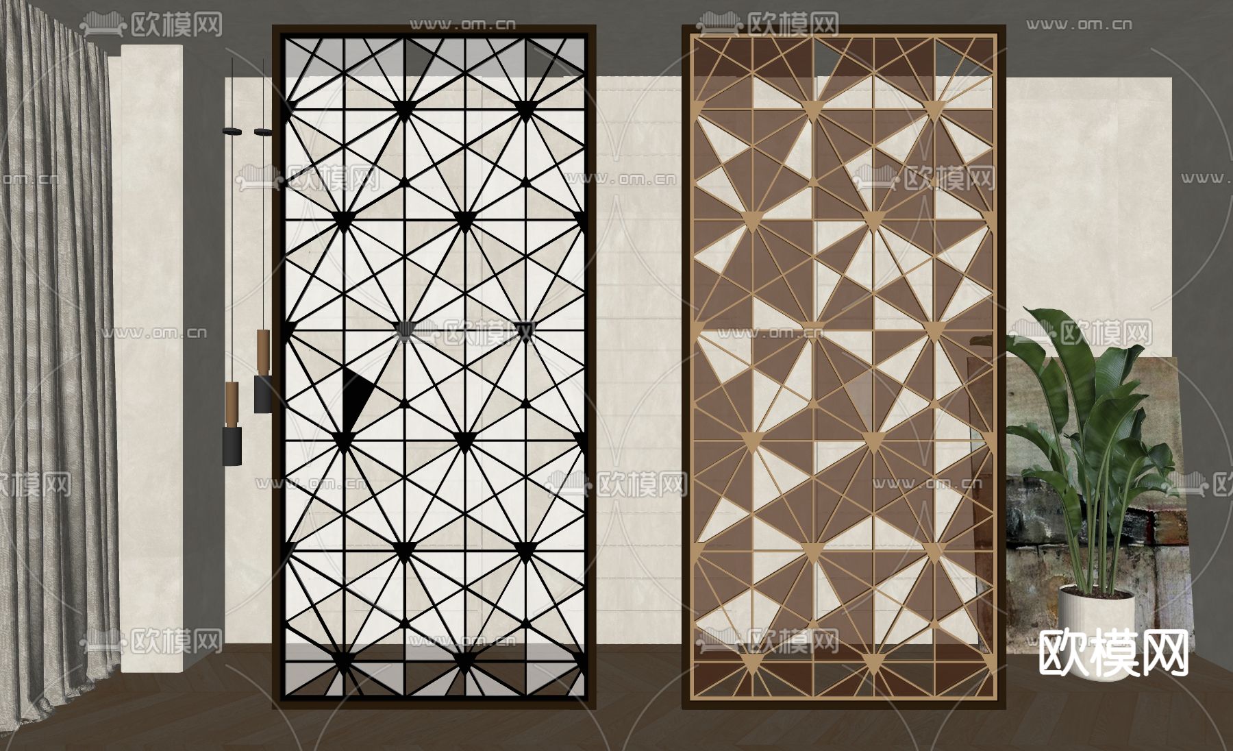 欧式隔断 屏风su模型下载（渲染图1）