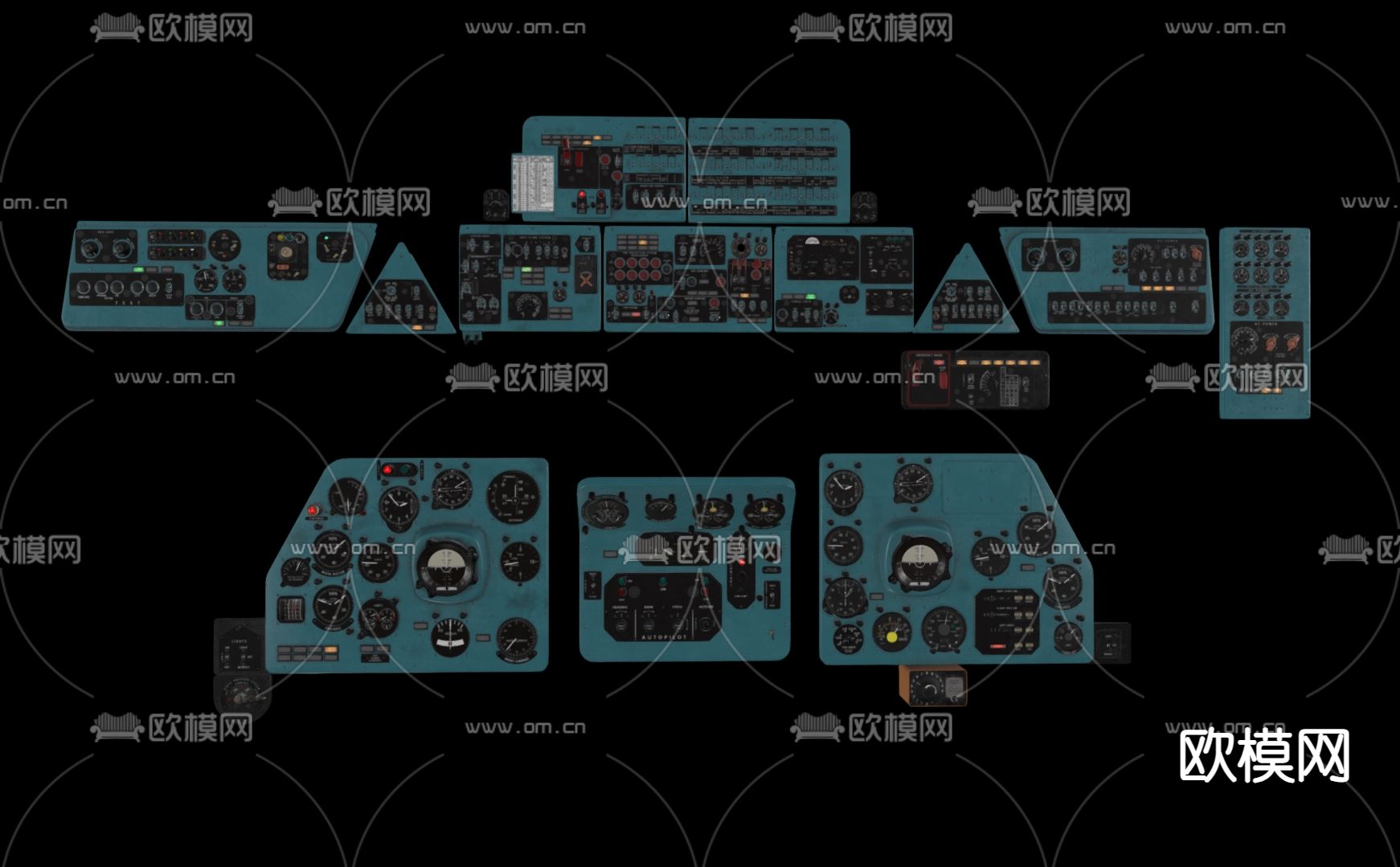 飞机操控盘 航天控制设置3d模型下载（渲染图1）