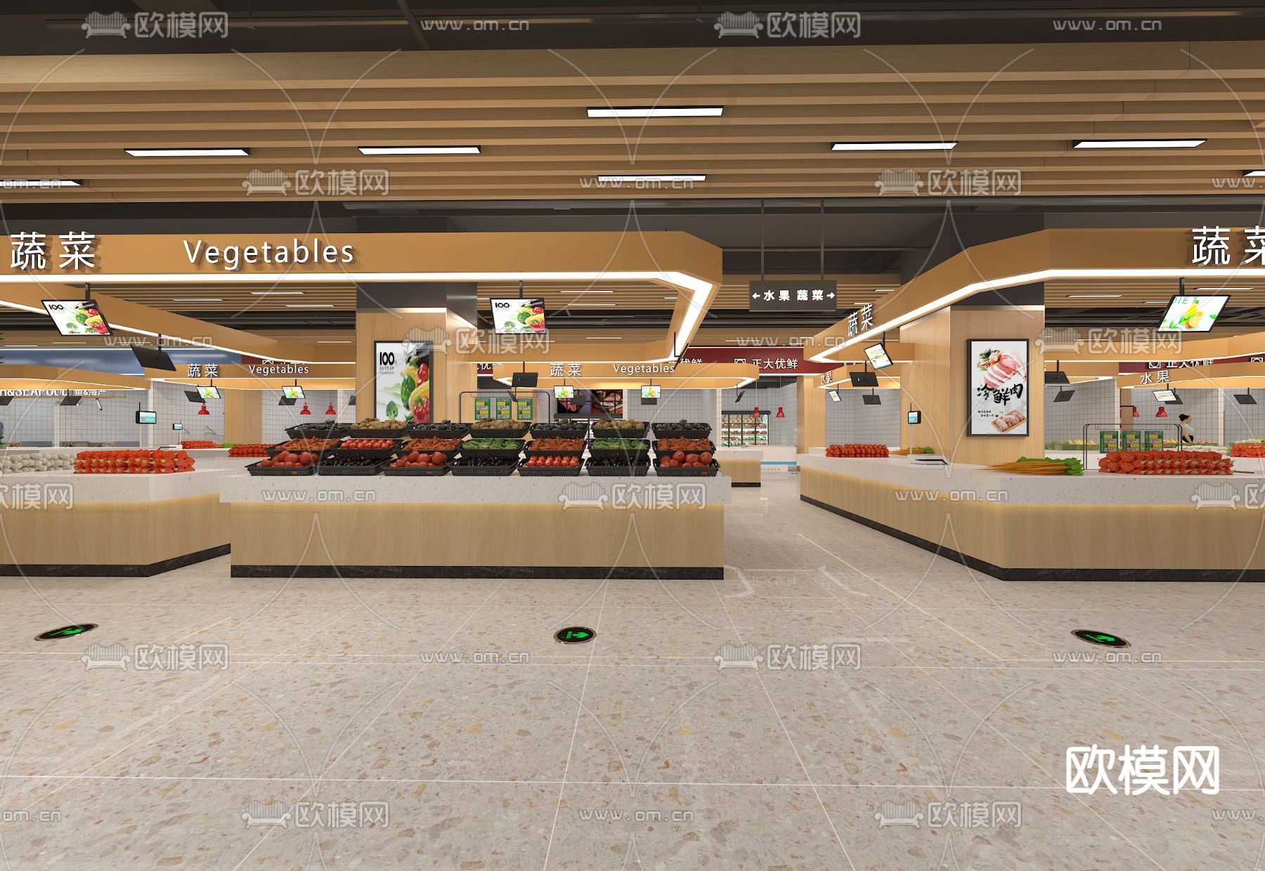 菜市场 超市蔬菜区3d模型下载（渲染图2）