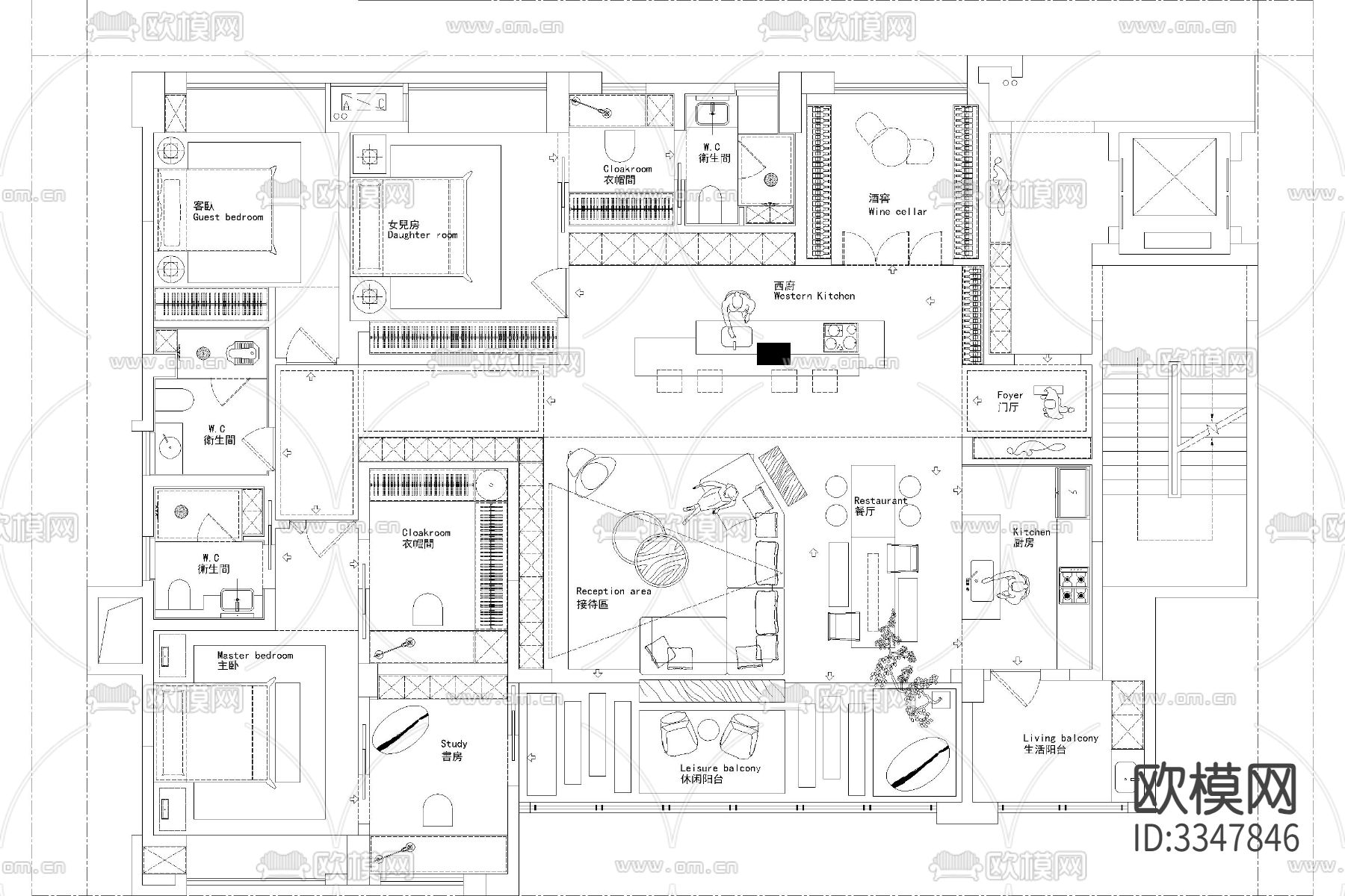 家装彩平图 CAD平面图下载（渲染图7）