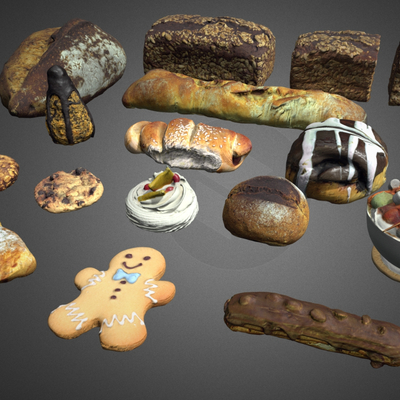  面包 蛋糕su模型 