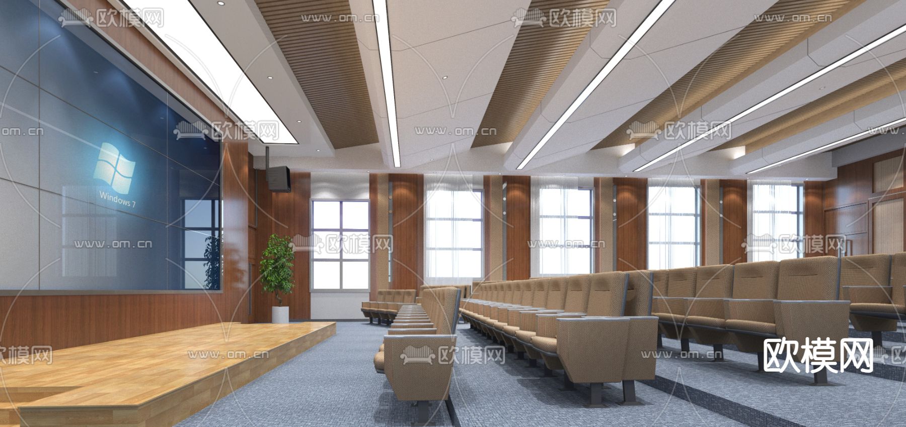 现代学校 阶梯教室3d模型下载（渲染图2）