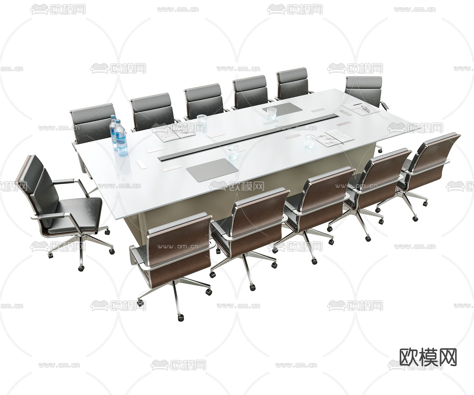 现代会议桌 会议台3d模型下载