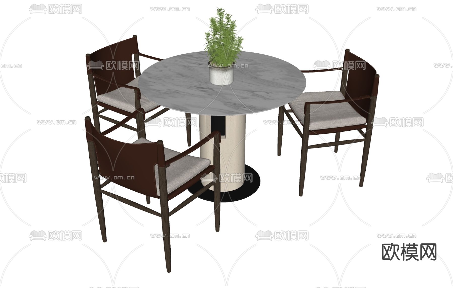 法式餐桌椅su模型下载（渲染图1）