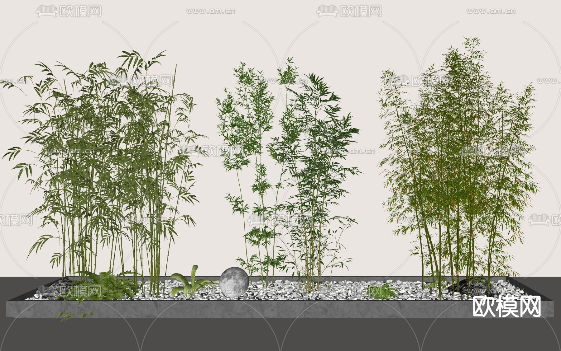 现代竹子 竹林 景观竹su模型下载（渲染图1）