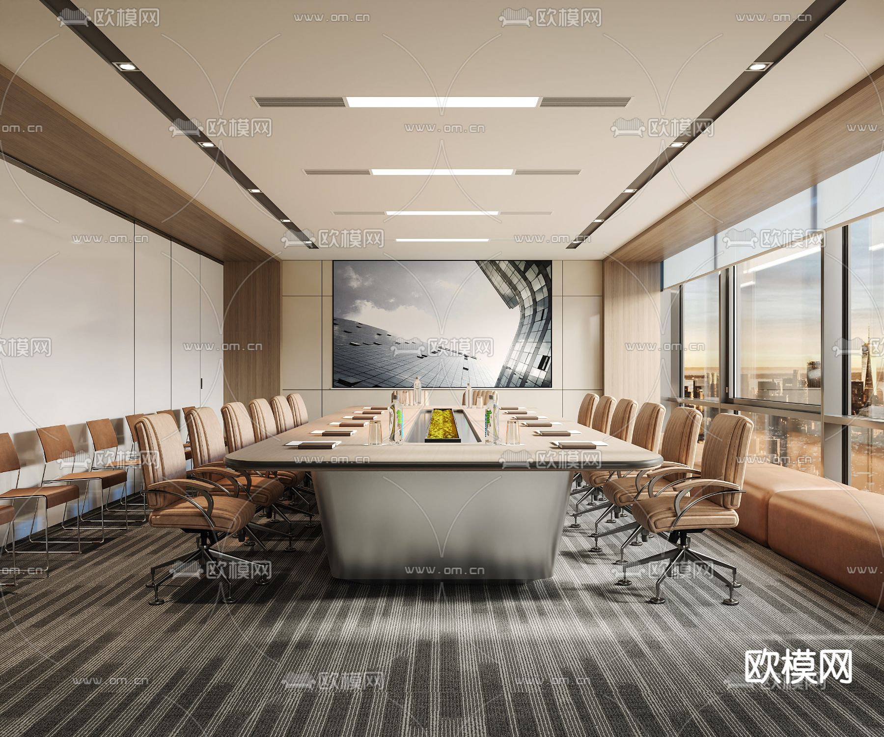 现代会议室3d模型下载