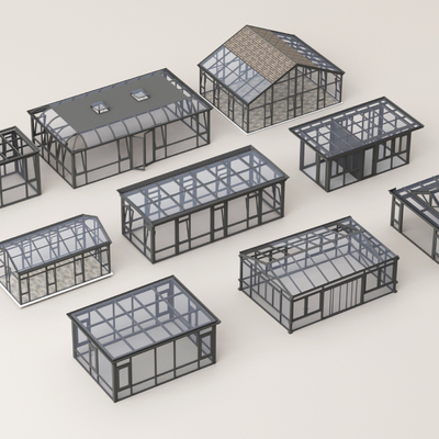  阳光房 玻璃房su模型 