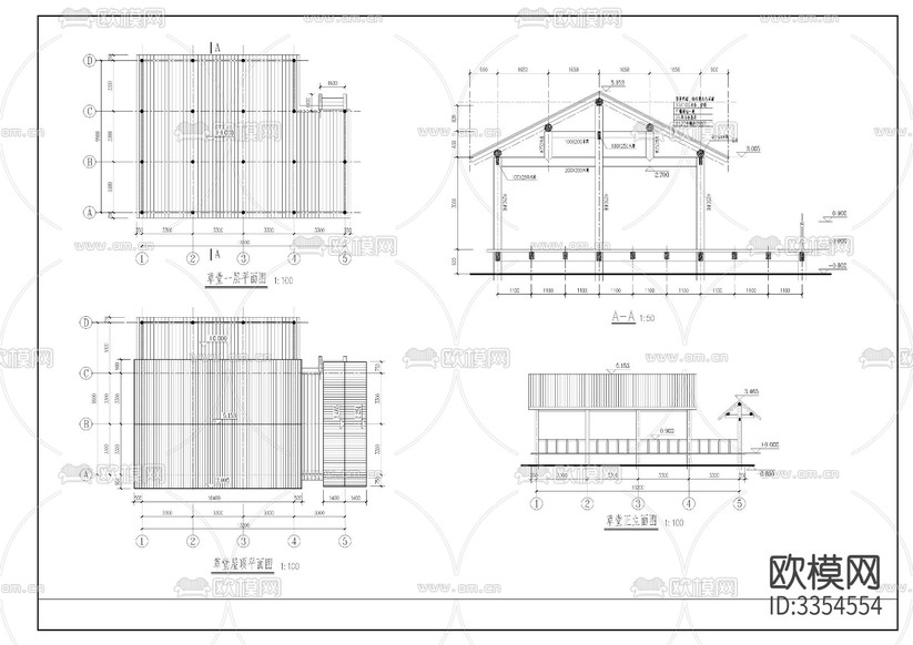 仿古草堂建筑結構圖下載(渲染圖1)