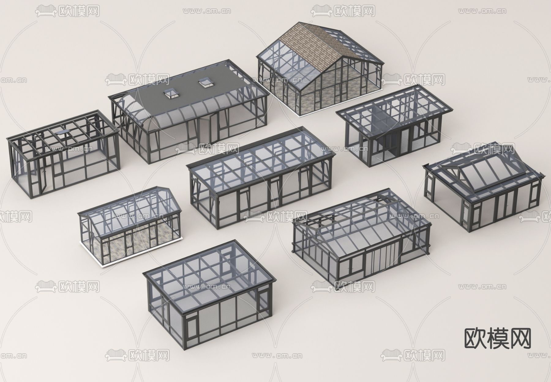 阳光房 玻璃房su模型下载（渲染图2）