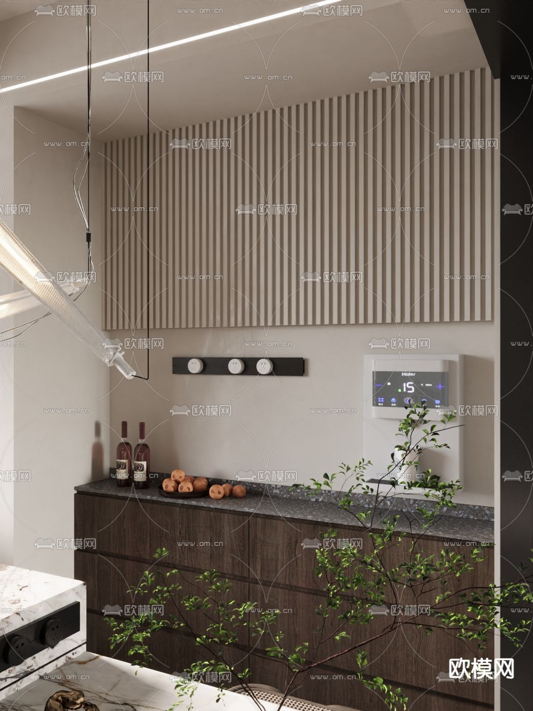 中古风橱柜 西厨3d模型下载