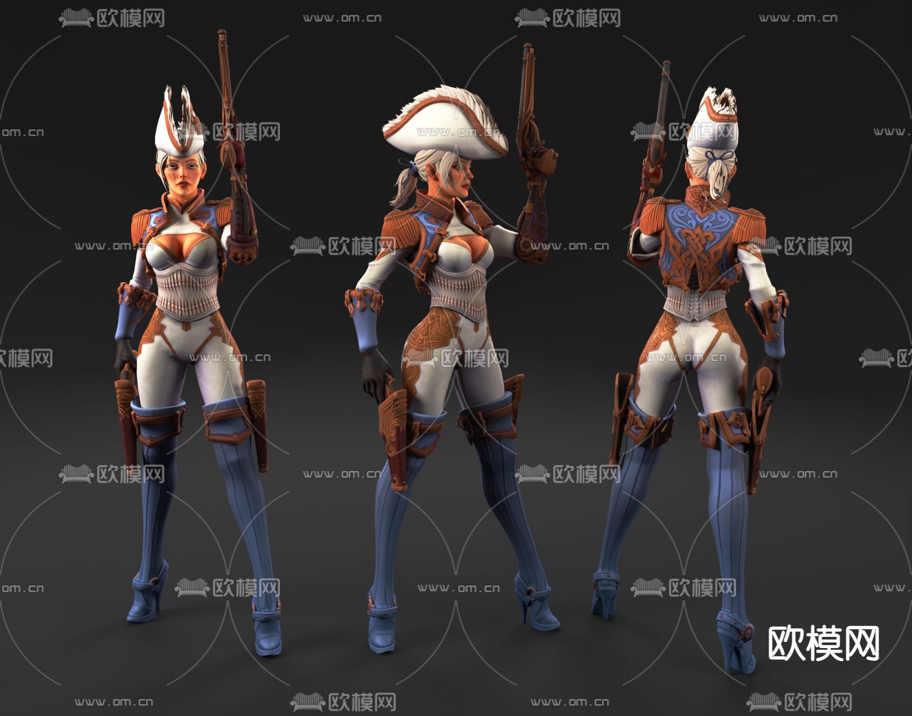 女战士角色3d模型下载