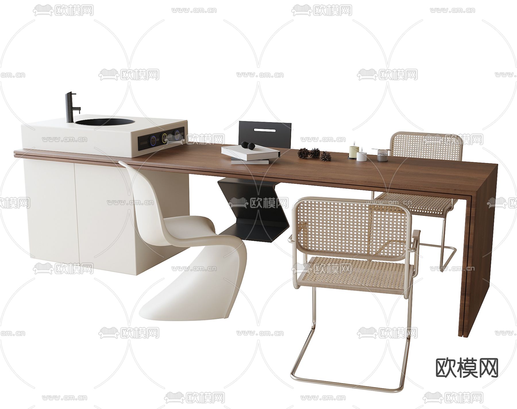 中岛餐桌椅3d模型下载