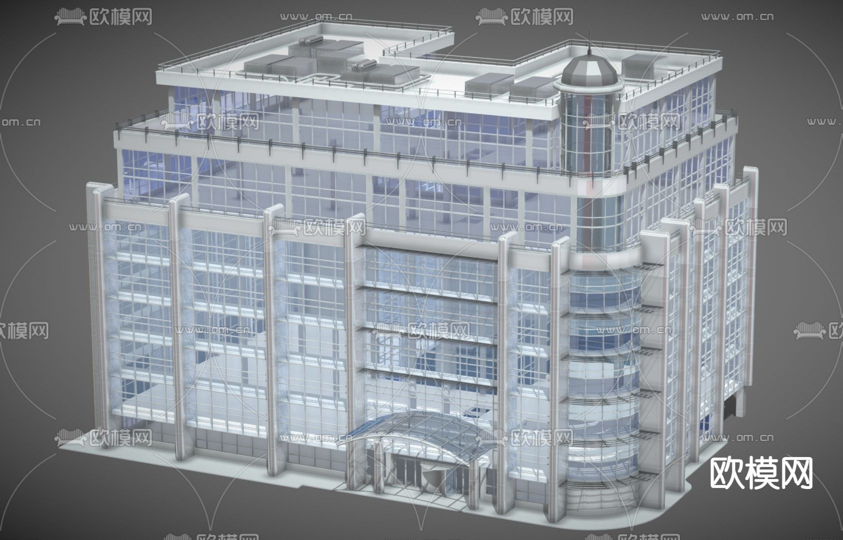 简欧办公楼 单体建筑3d模型下载