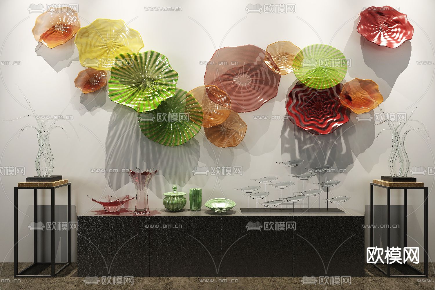 新中式墙饰 挂饰免费3d模型下载