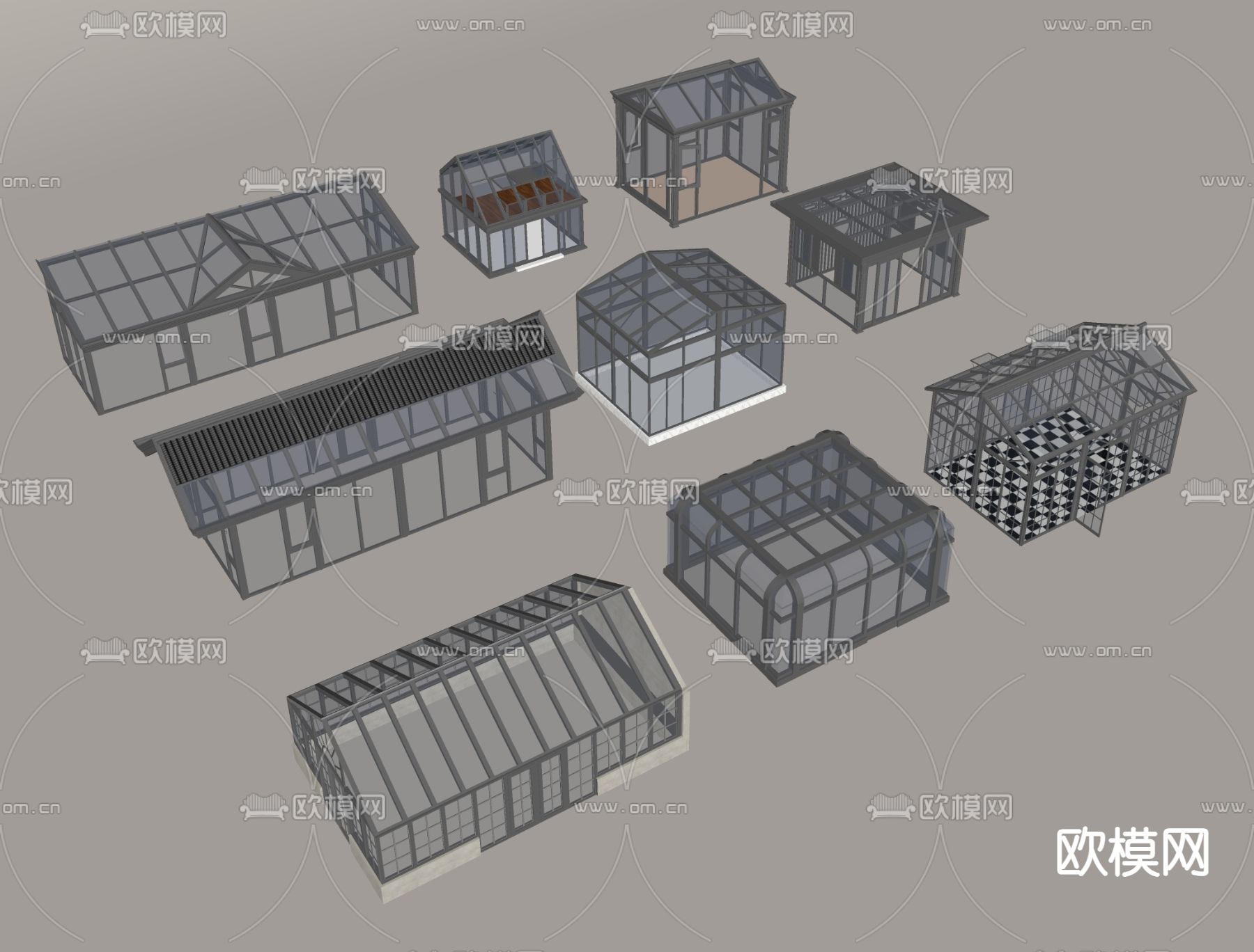 阳光房 玻璃房su模型下载（渲染图1）