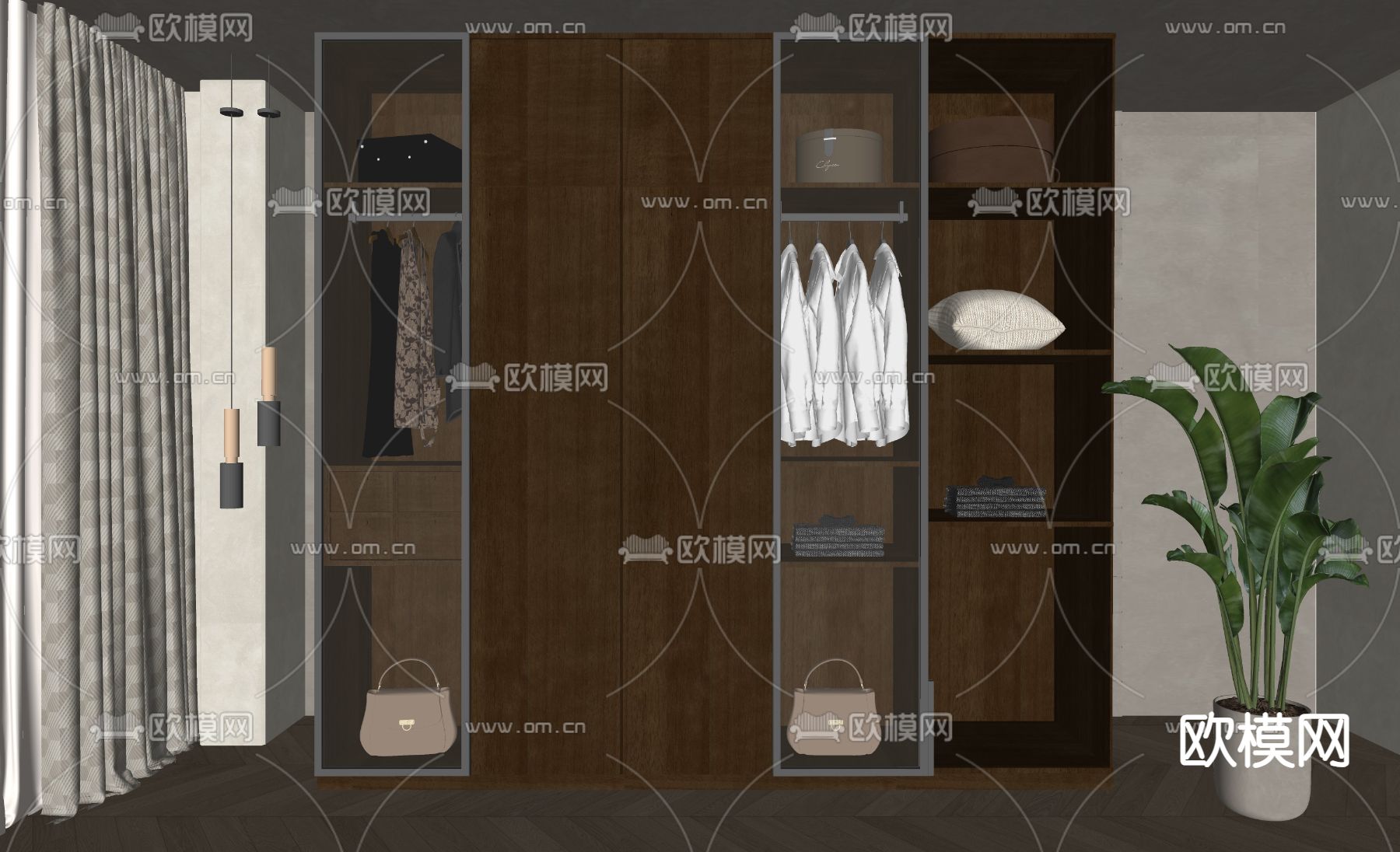 北欧衣柜su模型下载（渲染图1）