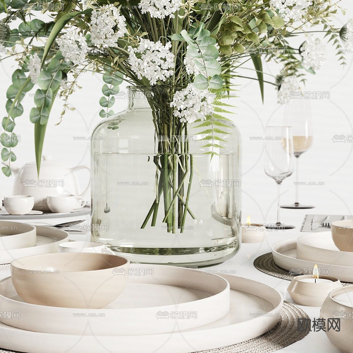 餐具 瓷器3d模型下载（渲染图3）