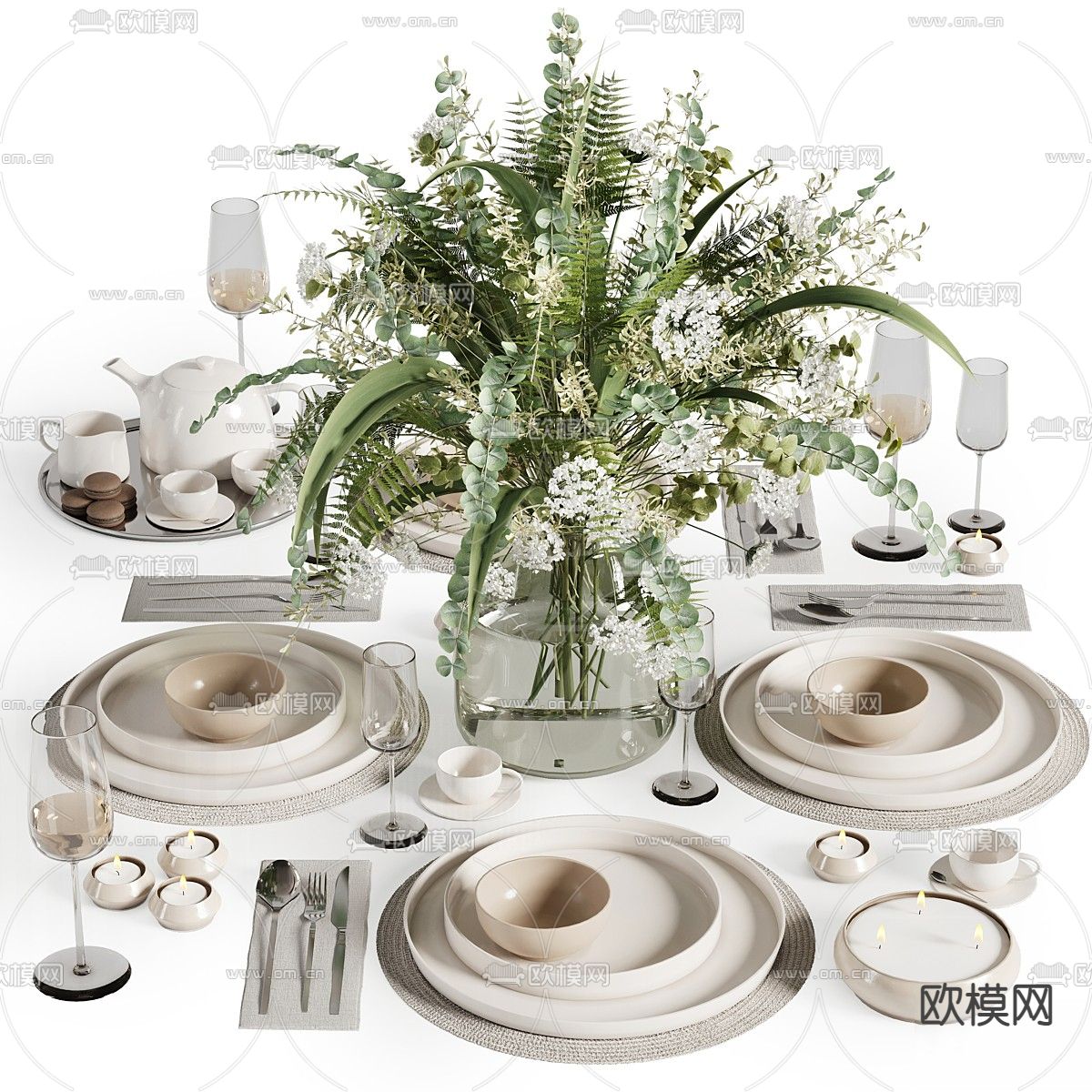 餐具 瓷器3d模型下载（渲染图2）