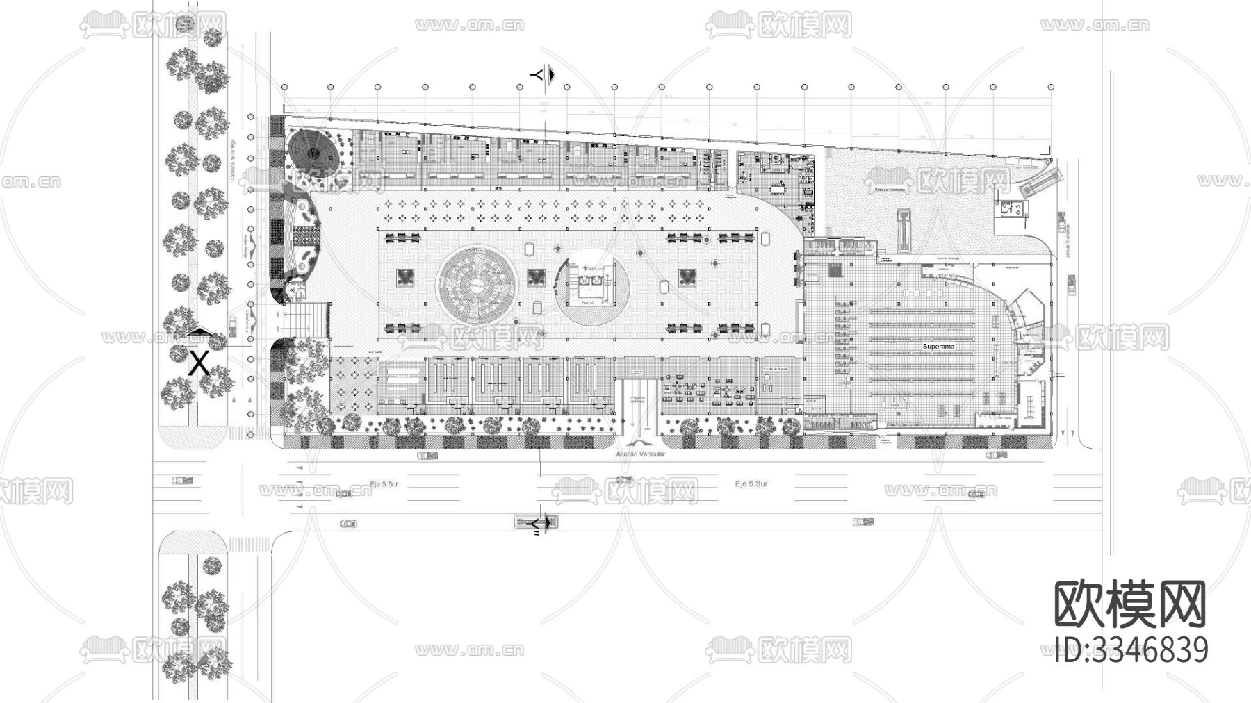 购物中心建筑图纸CAD平面图下载（渲染图4）