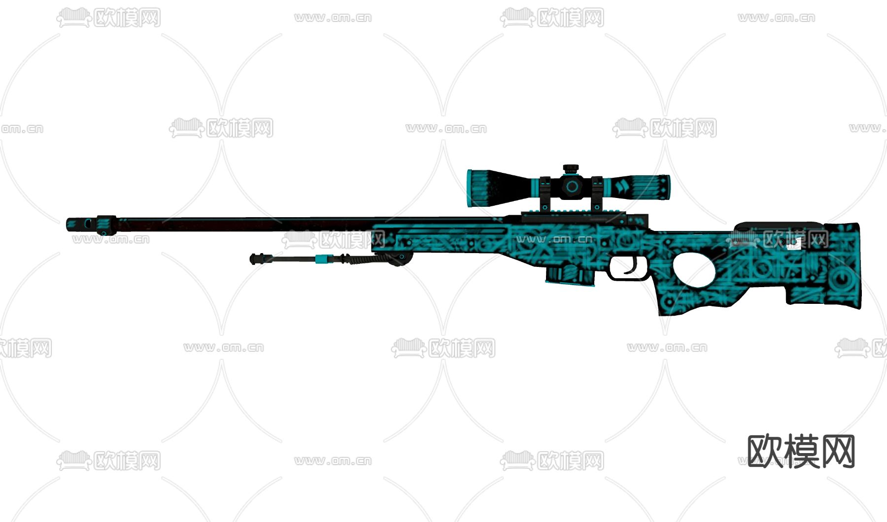 狙击枪su模型下载（渲染图1）