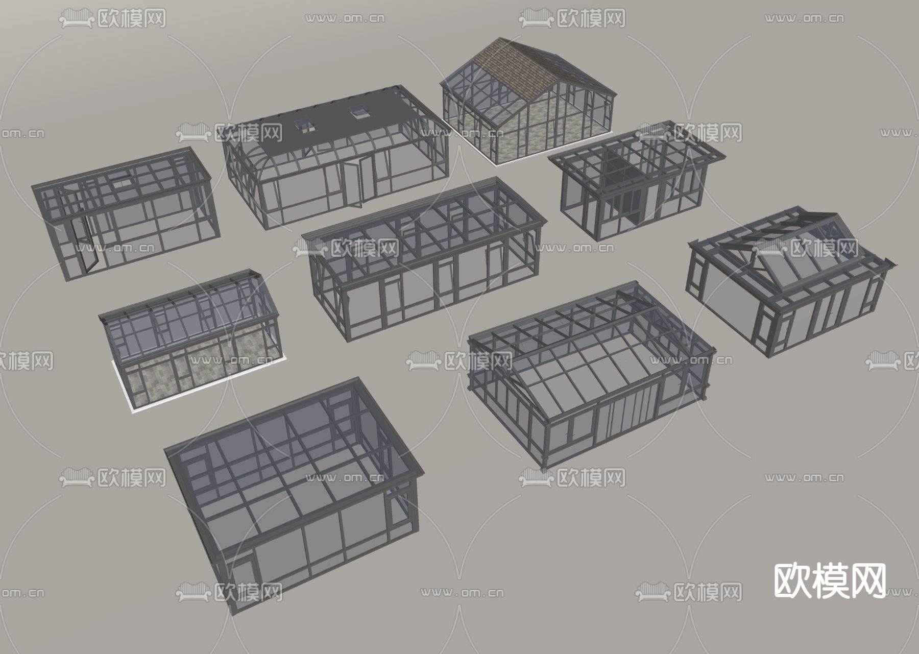 现代阳光房 玻璃房su模型下载（渲染图1）