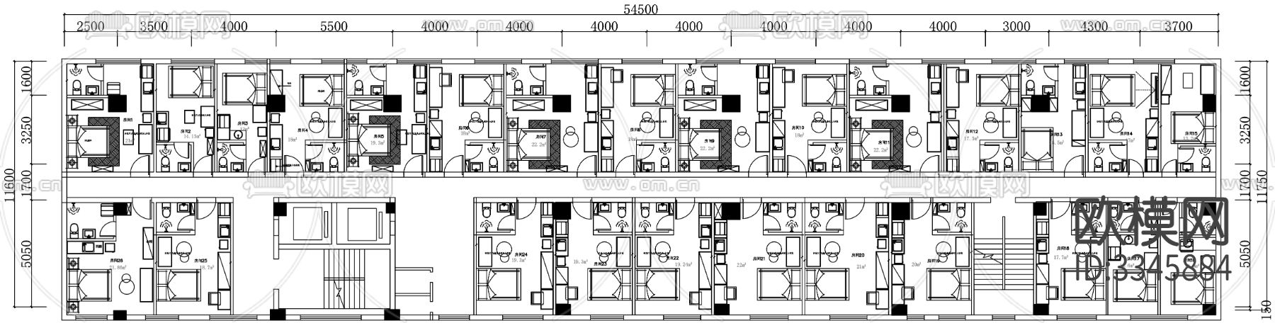 宿舍公寓出租房CAD平面图下载