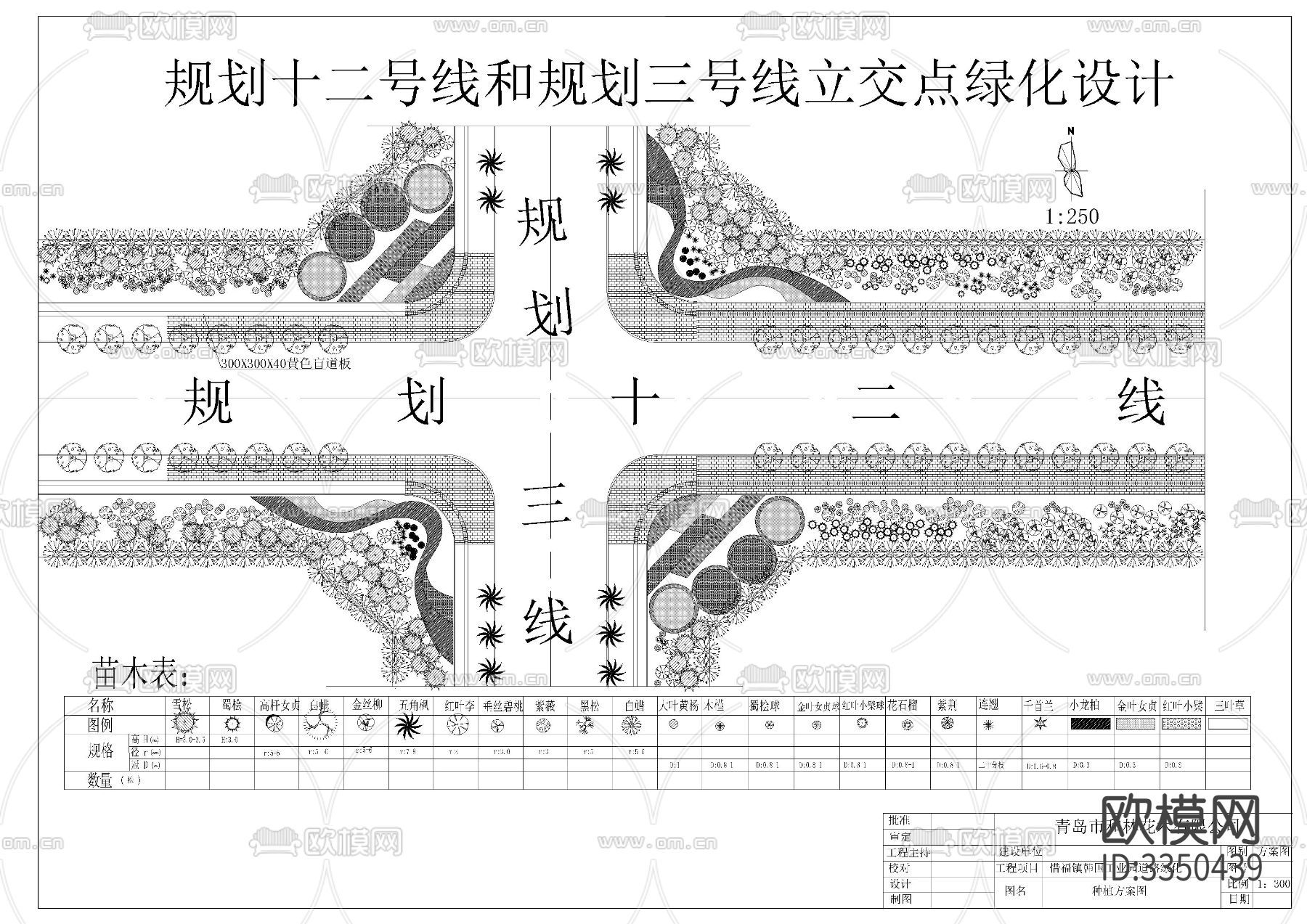 道路施工标准段景观绿化cad平面图下载（渲染图3）