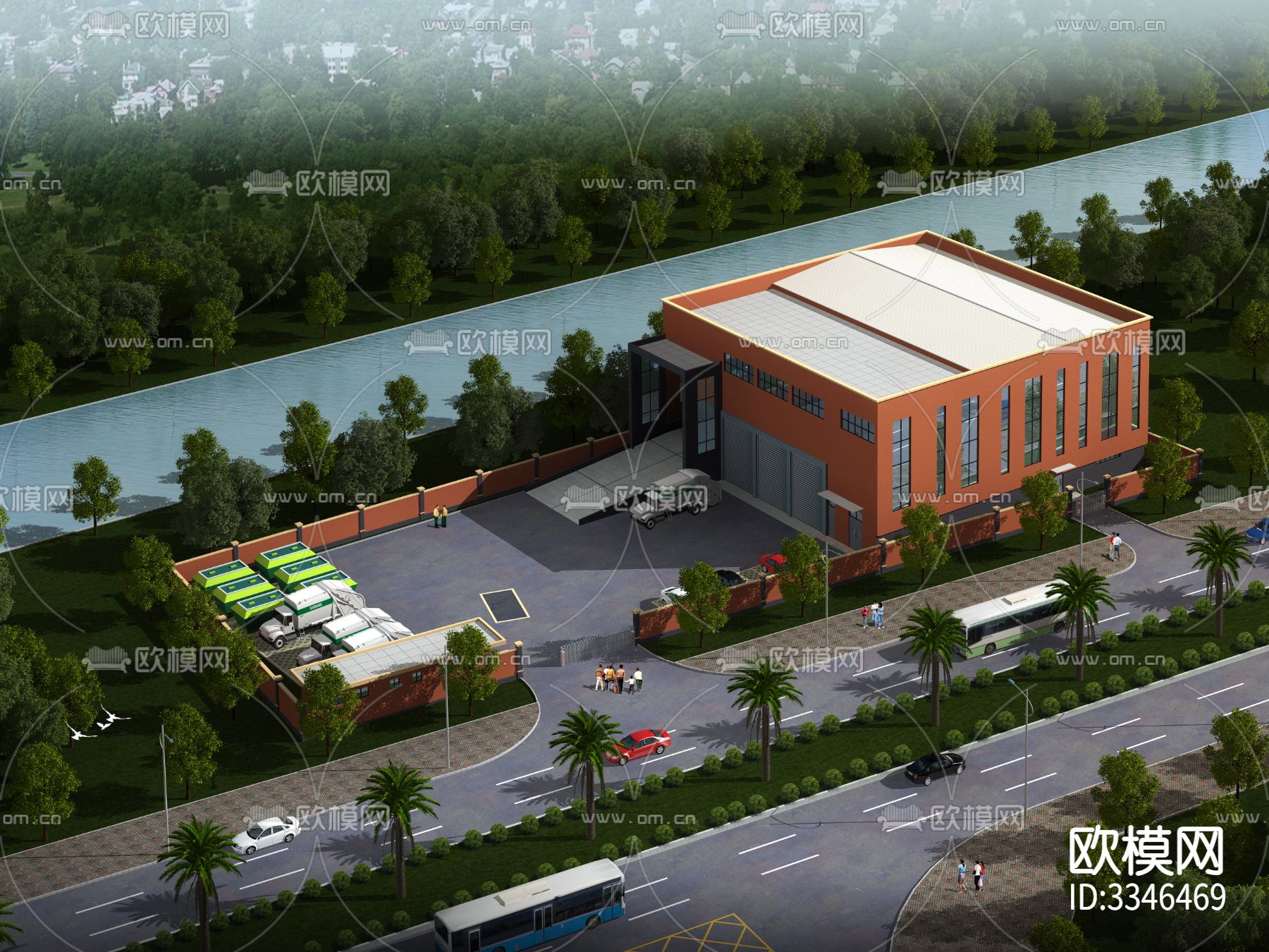 虎门垃圾站CAD施工图下载（渲染图1）