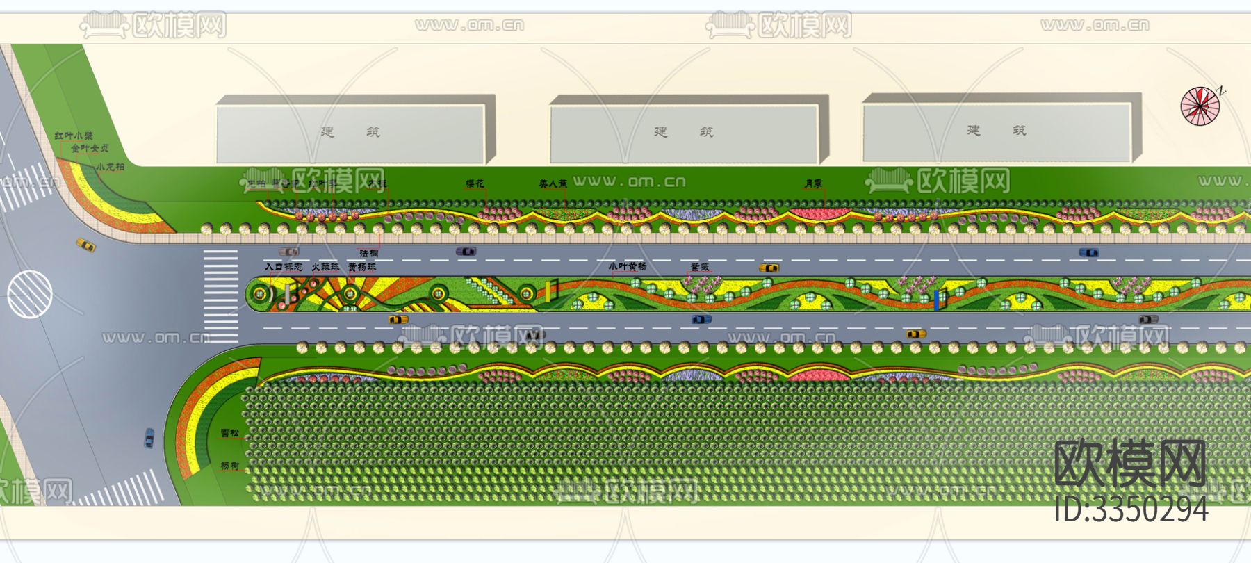 滨海公路景观cad平面图下载（渲染图3）