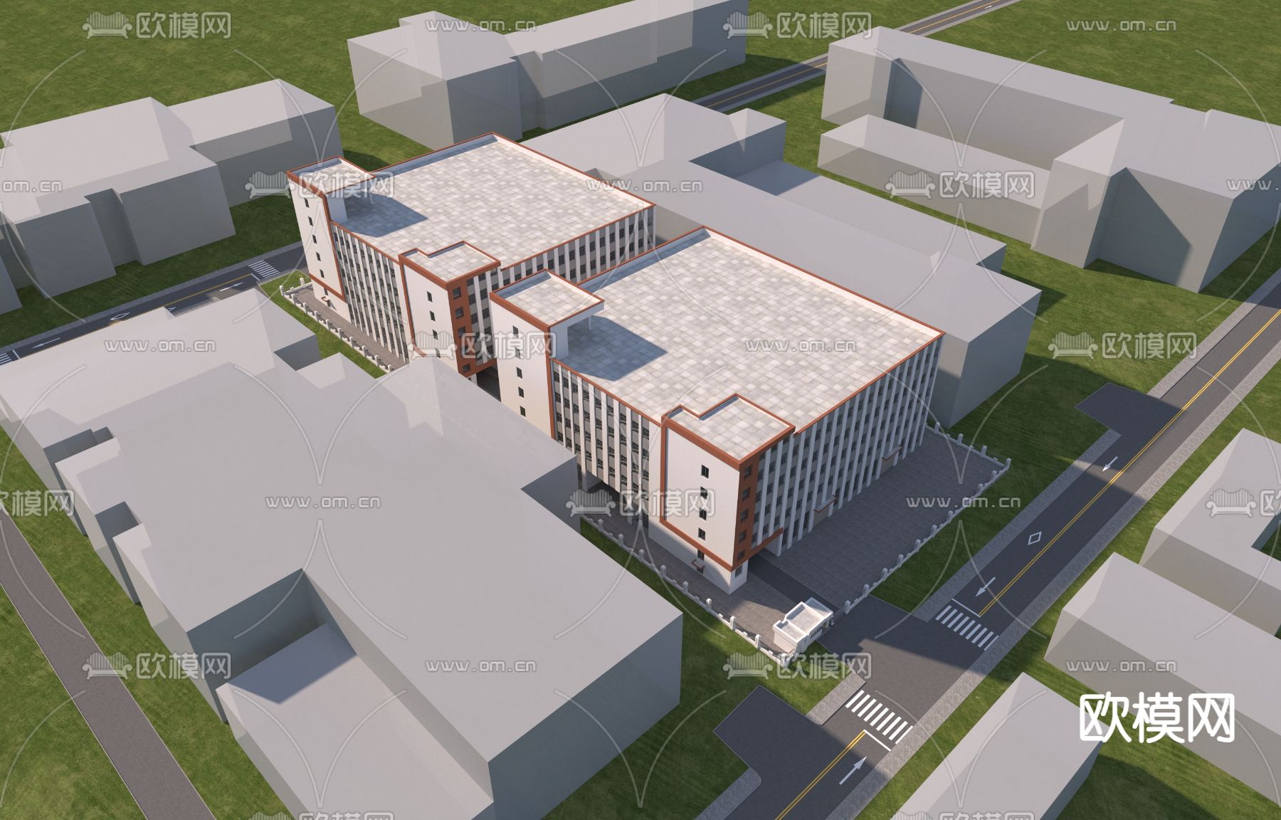 厂房鸟瞰 办公楼3d模型下载