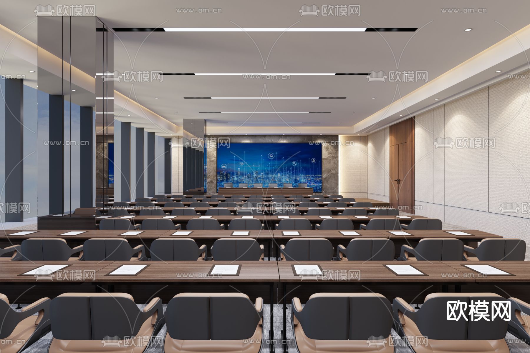 现代报告厅 会议厅3d模型下载（渲染图1）