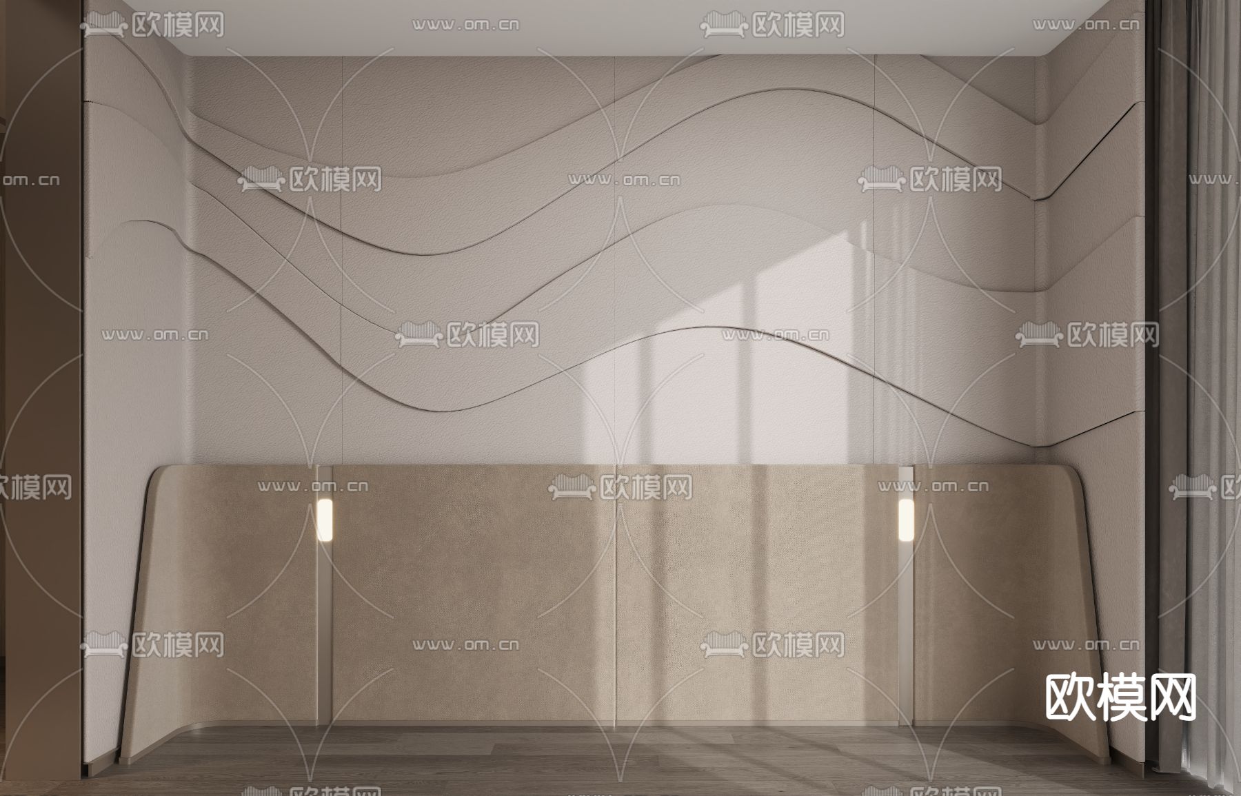 真皮硬包 护墙板3d模型下载（渲染图2）