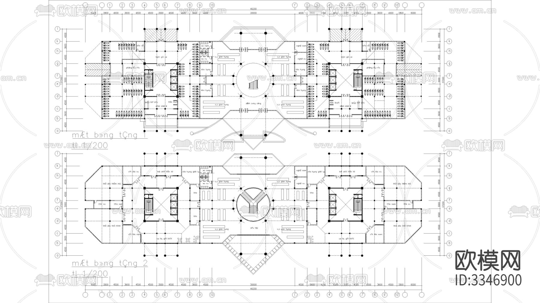 公寓商场大厦CAD施工图下载（渲染图2）