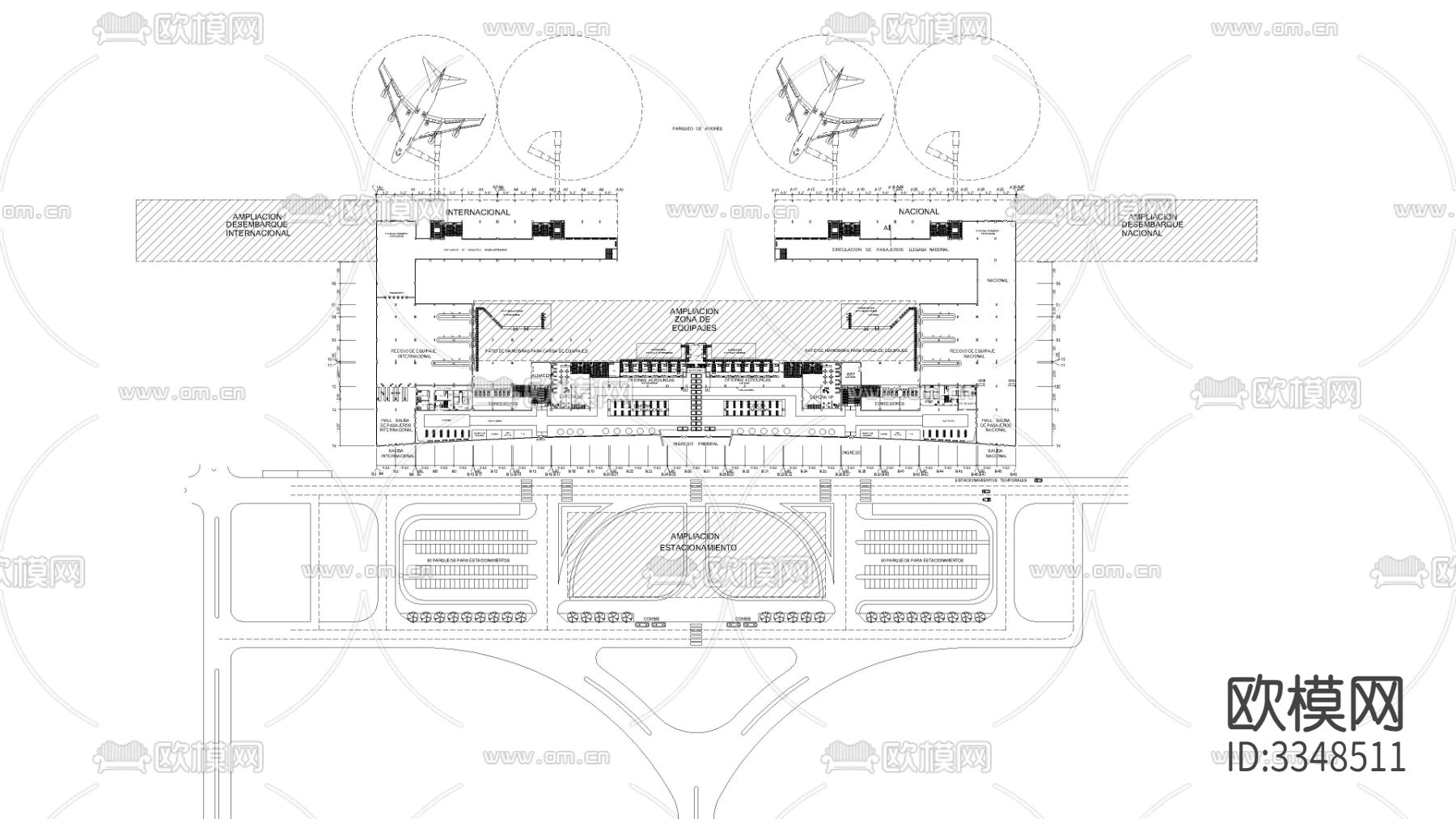 飞机航站楼CAD平面图下载