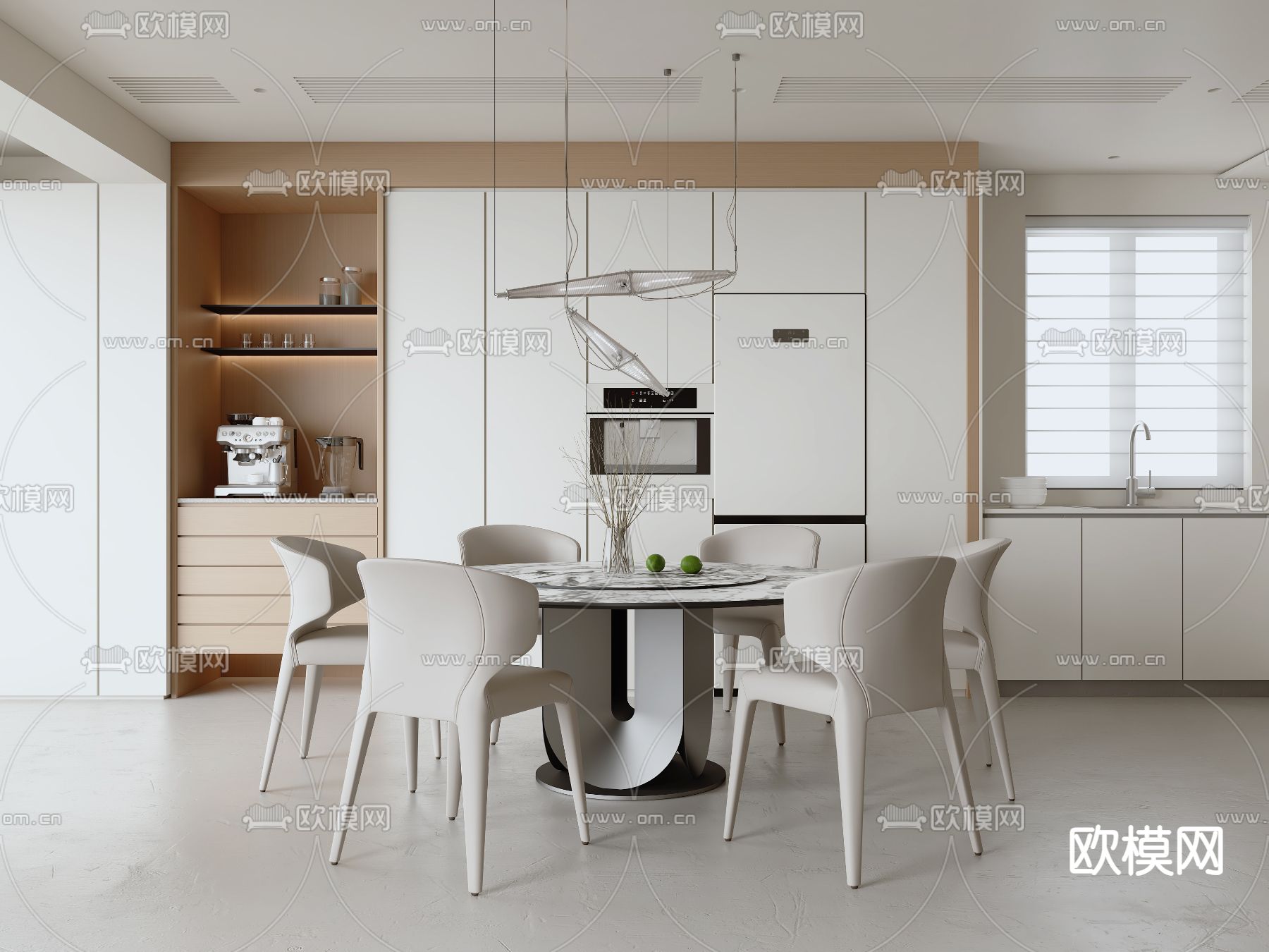 现代餐厅 圆餐桌3d模型下载