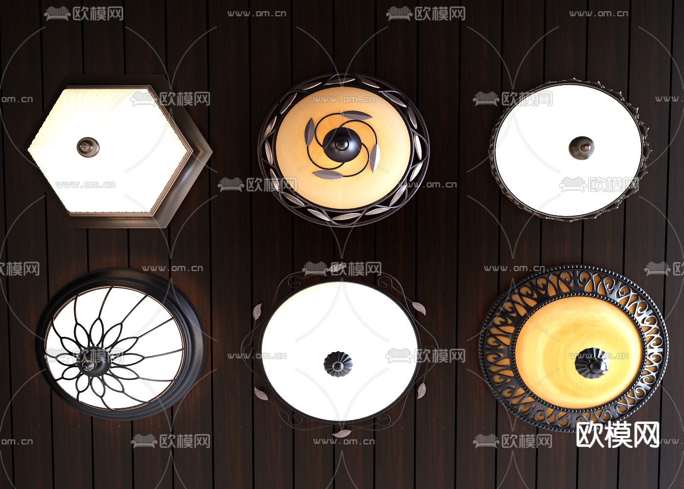 美式吸顶灯 卧室灯免费3d模型下载