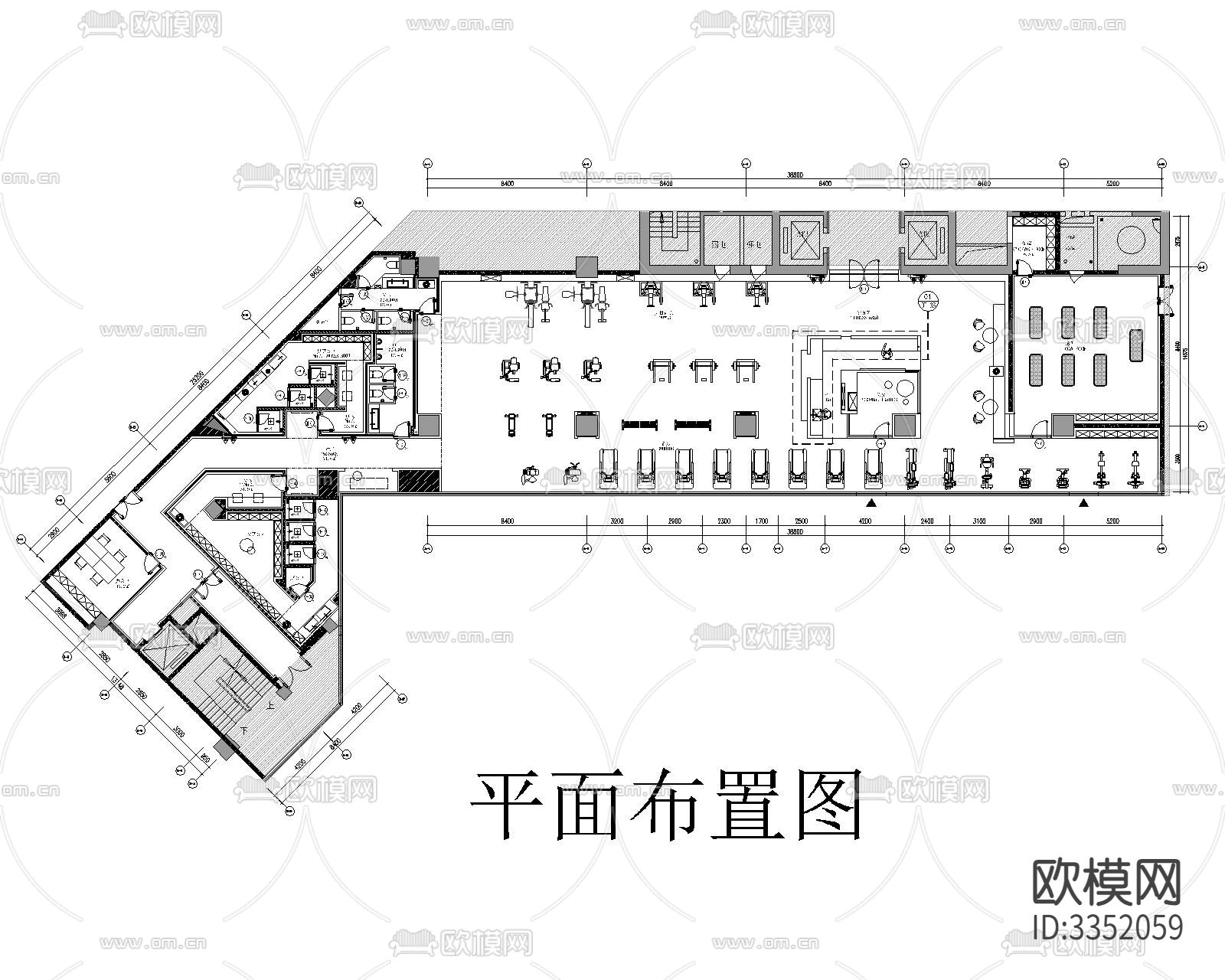 健身房 效果图+物料清单cad施工图下载（渲染图2）