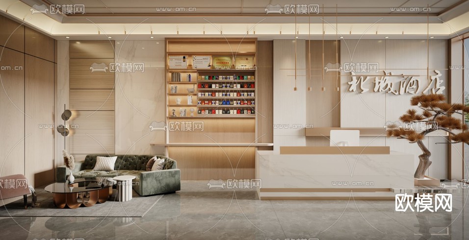 酒店大堂 酒店休息区3d模型下载