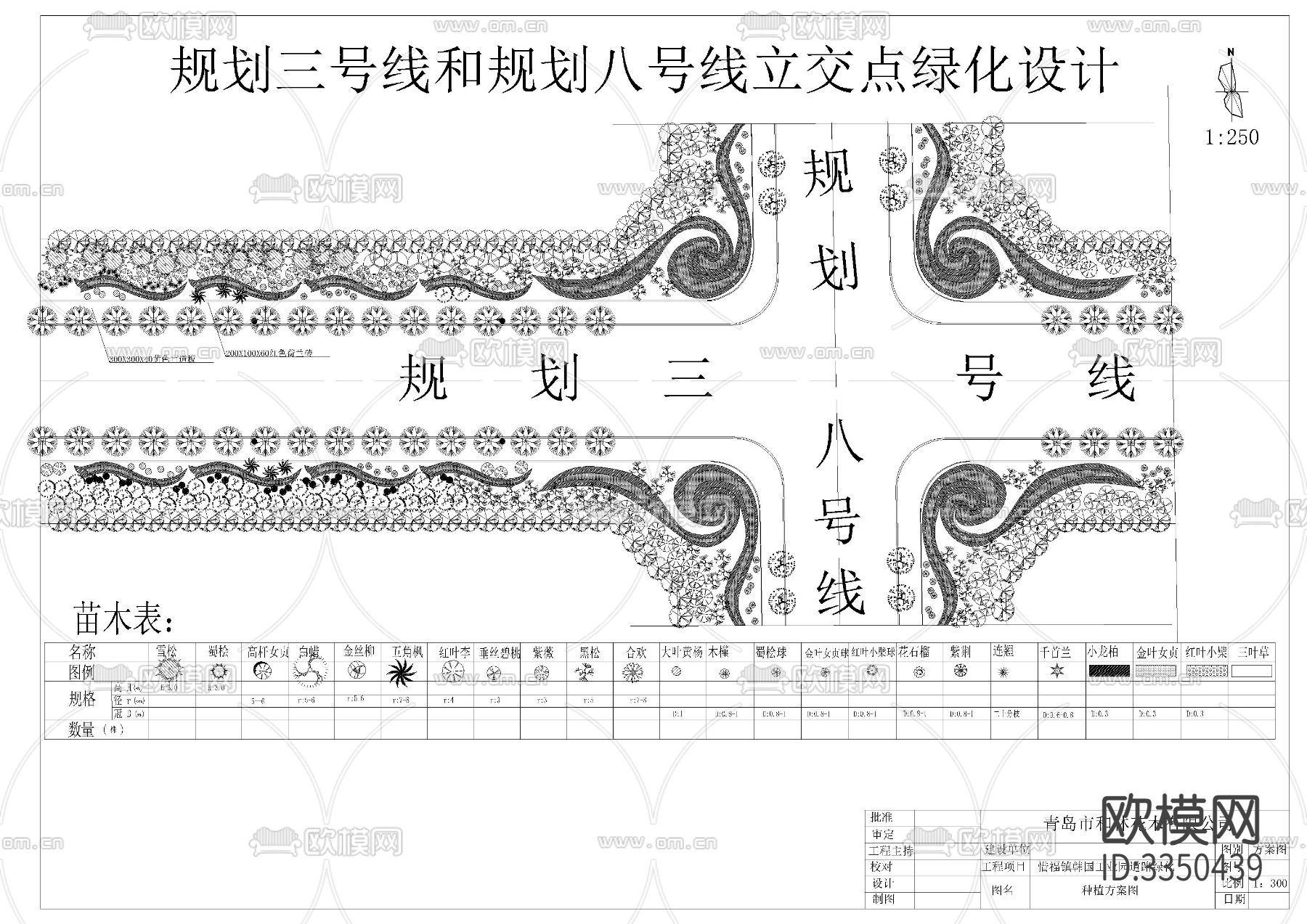 道路施工标准段景观绿化cad平面图下载（渲染图4）