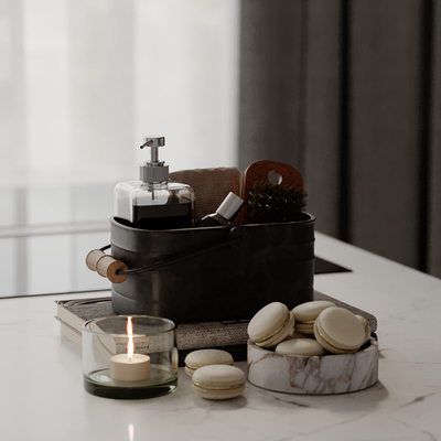  甜点 蜡烛 托盘 置物篮子su模型 