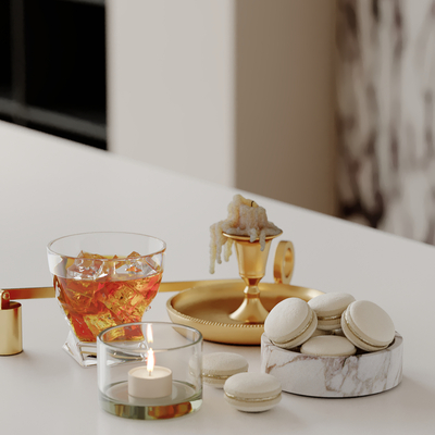  马克杯 酒杯 甜点 蜡烛 酒水su模型 